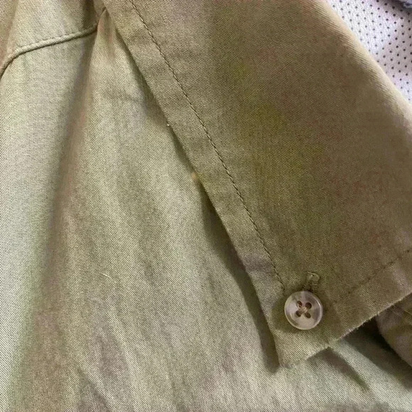 Eddie Bauer Light Olive Hunting/Fishing Outdoor Button Breathable Flap Shirt TL - Picture 8 of 10